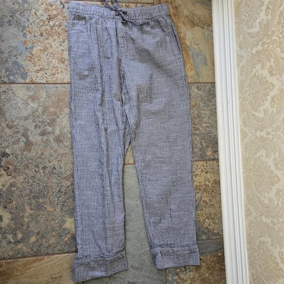 Levi's Size Small 100% Cotton Gray White Vertical Striped Casual Pants Elastic - Picture 8 of 13